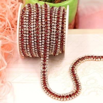 China European and American hot sale crystal rhinestone chain diamond rhinestone mesh flatback suitable for clothing accessories for sale