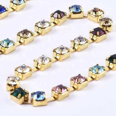 China Flatback Bead Chain In Rhinestone Chain Trims Close Rhinestone Rhinestone Jewelry Cup Chain For Garment for sale