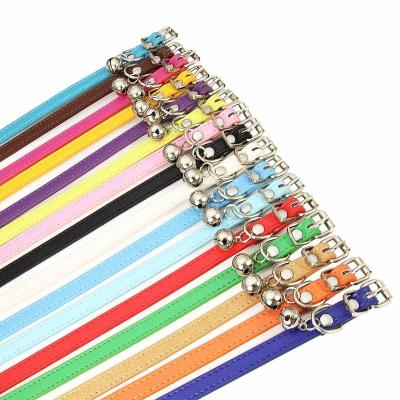 China Wholesale Luxury PU Adjustable Fake Collars Customized Genuine Leather Cat Pet Cat Collars With Bell for sale