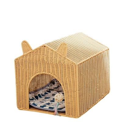 China Removable Cover Wholesales Fashion Natural Rattan Pet House for sale