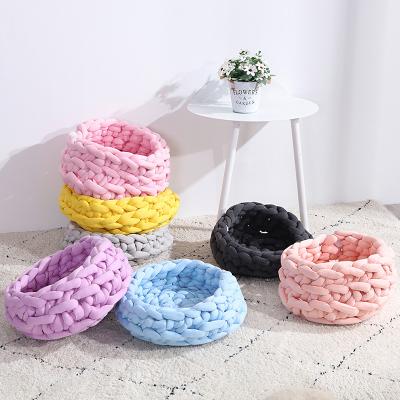 China INS Removable New Blanket DIY Hand Knitted Super Thick Nest Wool Pet Nest Filled With Core Yarn Woven Pet Nest Machine Washable for sale