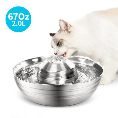 China Dog 2L Stainless Steel Automatic Pet Cat Water Dispenser Sustainable Cat Water Fountain Cat Drinking for sale