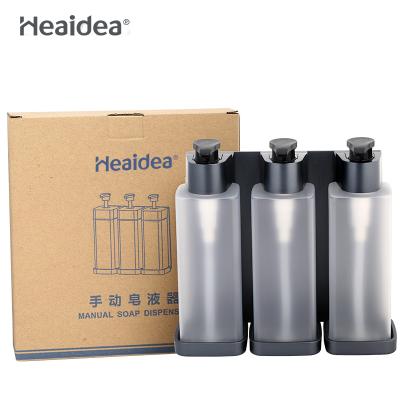 China Heaidea Modern Refillable Wall Mounted Manual Triple Soap Dispenser For Hotel 300ml*3 for sale