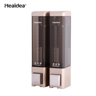 China Cheap Dual Soap Dispenser Heaidea 180ml*2 Shampoo Shampoo Dispenser Bathroom Hand Push Liquid Soap Dispenser for sale