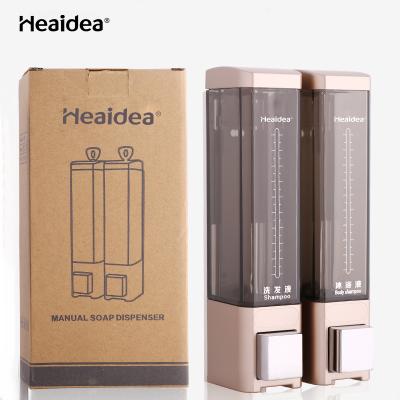 China Heaidea Double Soap Dispenser Plastic Double Gel Soap Dispenser Hotel Plastic Refillable Manual Liquid Soap Dispenser for sale