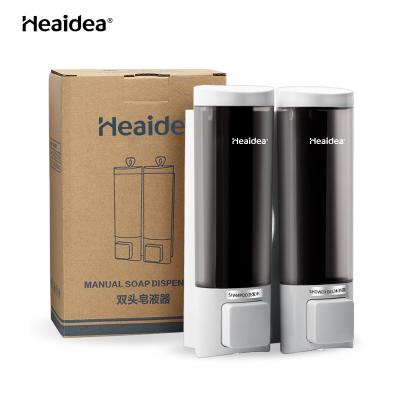 China Wall Mounted Double Soap Dispenser Heaidea 200ML*2 Refillable Double Liquid Hand Gel Soap Dispenser for sale