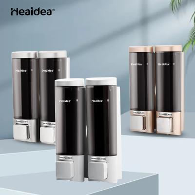 China Wholesale Heaidea Hand Wall Mounted Gel Dispenser Refillable Double Soap Dispenser Manual Soap Dispenser for sale