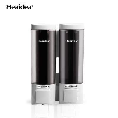 China Heaidea Refillable Plastic Double Soap Dispenser Double Soap Holder Hotel Hand Wash Liquid Soap Dispenser for sale