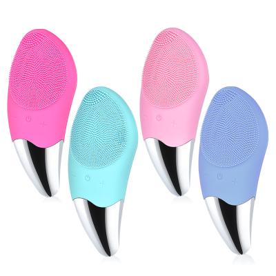 China USB Rechargeable Silicone DEEP CLEANING Electric Face Sweep Beauty Deep Cleansing Facial Massager Sweep Waterproof Sonic Vibration Facial Remover for sale