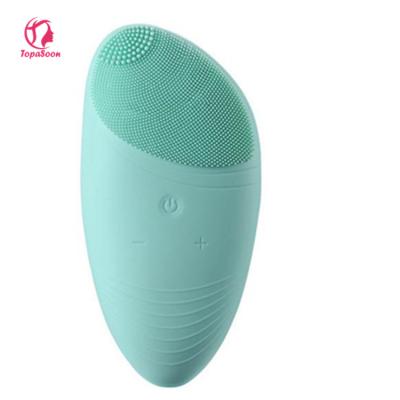 China Electric DEEP CLEANSING Acne Exfoliating Silicone Cleansing Face Cleanser Brush Usb Sonic Vibration Facial Cleanser Device Exfoliator for sale