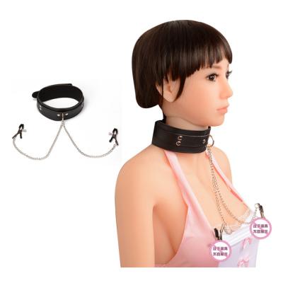 China Collar Bondage Flirting Flirt Collar With Nipple Restraints Fetish Games For Male Leather Bondage for sale