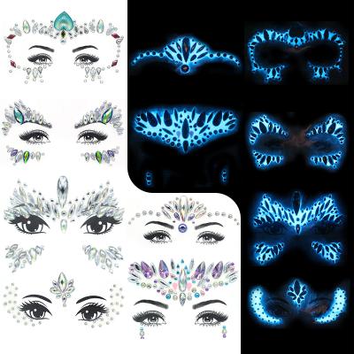 China Gem Glitter Rhinestone Rave Festival Temporary Mermaid Face Women's Glowing Face Jewels for sale