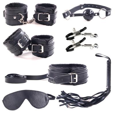 China Couples Flirt Fixd Body Couples Flirt Fixd Toy Kit 7Pcs Body Leather Fetish Adult Love Game For Couples Female Women Bondage Restraint Set Handcuff Whip Collar Nipple Clamps Games for sale