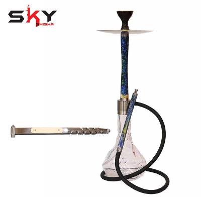 China Durable Wholesale New Design Popular Aluminium Alloy Hubbly Bubbly Babylon Hookah Set With Blue Handle for sale