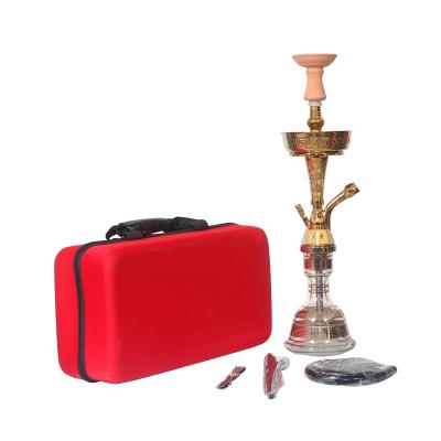 China Durable Portable Handmade Zinc Alloy Hookah Shisha Smoking Hookah Set With Egypt Style Gold Pattern for sale