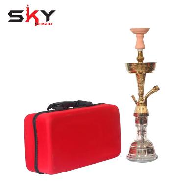 China Durable Hot Sale Smoking Glass Luxury Egypt Hookah Shisha Zinc Alloy Hookah Chicha With Travel Bag for sale