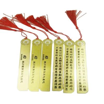 China Europe factory price custom vintage printing zinc alloy metal bookmark with tassel for sale