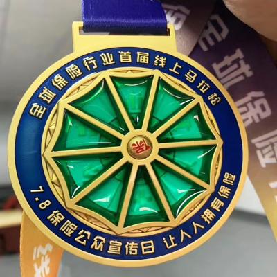 China Education marathon sports commemorative medals for large-scale competitions, outdoor baking paint, epoxy resin, strap heat transfer for sale