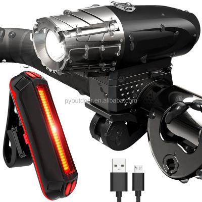 China Bike Headlight With One Taillight USB Rechargeable Bike Light Set Super Bright 500 Lumens Bike Headlight LED Bike Lights For Safe Cycling At Night for sale