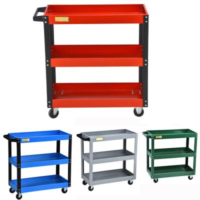 China Large Capacity Double Door Rolling 3 Layer Cart Dolly Tool Storage Shelves Workshop Tool Service Cart for sale