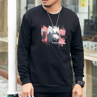 China Plus size plus size men's sweatershirt printing loose pullover sweatershirt fashion and plus size fashionable tops for sale