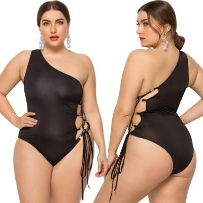 China Factory Solid One Piece Sloping Shoulder Bikini Suit Women Plus Size Plus Size Bikini Beach Wear for sale