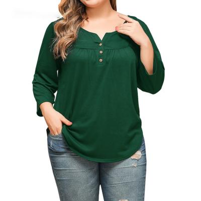 China Plus Size Loose Casual Classic Knitted Three Quarter Sleeve Top for sale