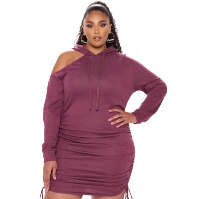 China New Arrival S-5XL Washable Long Sleeve Off Shoulder Hooded Dress Women Plus Size Women's Mini Bodycon Dress for sale