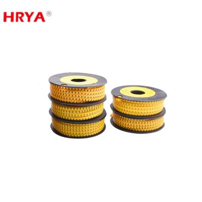 China Insulate Electrical Wire Number PVC Tube Wholesale Ec-0 Ec-1 Ec-3 Yellow Socket Cable Marker for sale