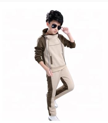 China Casual Winter Sports Color Block Hoodie Boys Tracksuit Kids Suit Baby Jogger Set for sale