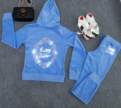 China Breathable High Quality Custom My Logo Bling Winter Tracksuit Velvet Sweatsuit Women for sale