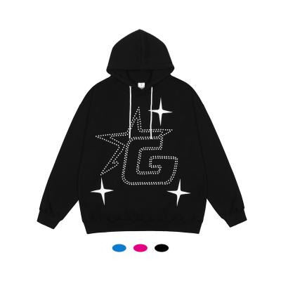 China 2021 New Fashion High Quality Custom Made Unisex Faux Stone Anti-wrinkle Printing Logo Heavyweight Oversize Colorful Hoodies for sale