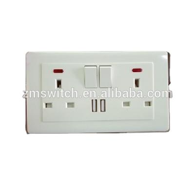 China Dual USB Charging Ports Double 13A With UK Standard USB Switch Socket for sale