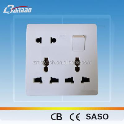 China Universal 1gang 8 Pin 13A Double Socket Residential / General Purpose PC Type For Bangladesh Asia Market for sale