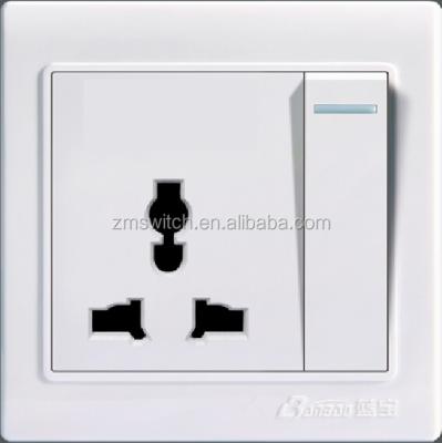 China 0.6mm Brass 13A 3 Pin Universal Wall Socket With 1 Switch Cambodia /Bangaldesh/Middle /East Africa Strip for sale