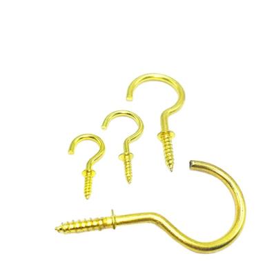 China YALIDA Hot Sale Cooper Plating Construction Cup Hooks Hooks Brass Plated Screw-in Cup Hooks for sale