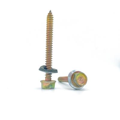 China Yellow HEX Zinc Plating Hex Head Self Drilling Screw With EMDP Rubber Washer for sale