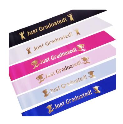 China JUST GRADED Sash Graduation Party Decoration Sash with Gold Glitter Letters for Graduation Party Decoration for sale