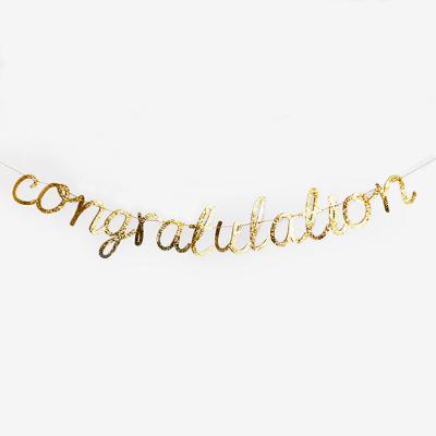 China Party Decoration Congratulation Banner Graduation Banner Gold Letters for Graduation Party Decoration for sale