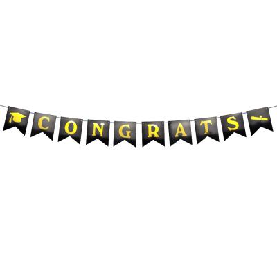 China Party Decoration CONGRATULATIONS Banner Graduation Banner with Golden Letter for Graduation Party Decoration for sale