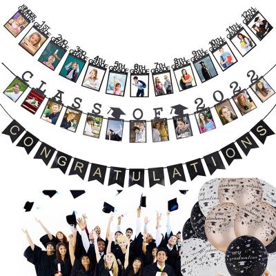 China 2022 Festival Decoration Selection Graduation Party Decorations Supplies Hanging Graduation Photo Banners Congratulations Graduate Party Pull Flag Banner Decor for sale