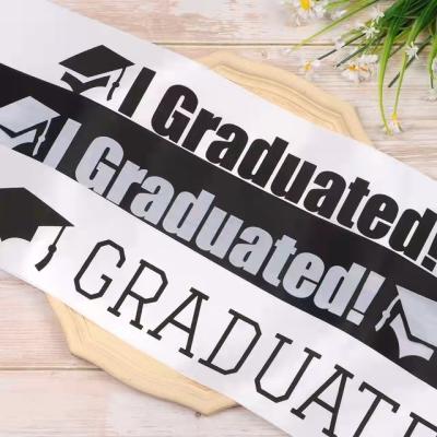 China Single-Sided Satin Props College Graduation Party Decoration Selection 2021 High School Sash Festival Decoration Party Unisex Graduate Photo Booth Booth for sale