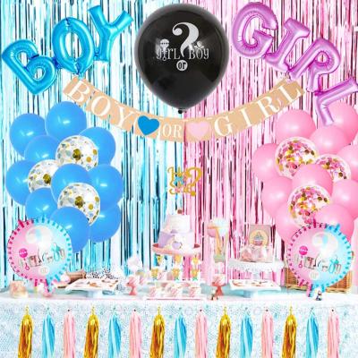 China Festival Decoration Pick Gender Reveal Party Supplies Boy Or Girl Banner Cake Toppers Baby Gender Reveal Decorations Kit for sale