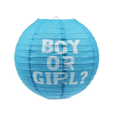 China Festival Decoration Selection Baby Shower Decoration Welcome Boy or Girl Gender Reveal Party Handmade Paper Blue Pink Lantern for sale