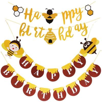 China Festival Decoration Selection Party Supplies Honey Bee Banner Decorative String Flag Birthday Party Banner for Baby Party Home Birthday for sale