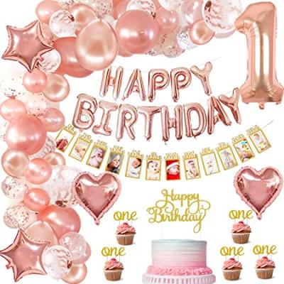 China Festival Decoration Pick Rose Gold Birthday Balloons Birthday Party Decoration 1st Kids 1st Birthday Girl Balloons Kids Party Supplies for sale