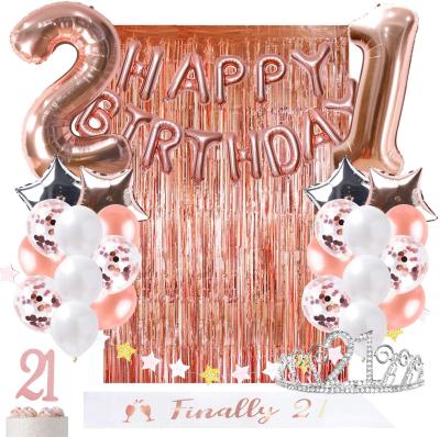 China Decorations Rose Gold Party Supplies Festival Decoration Selection 21st Birthday For Her Finally 21 Gift for sale