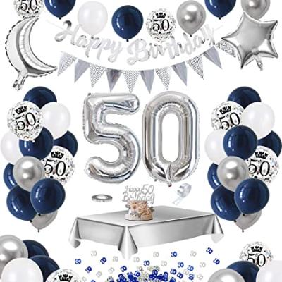 China Festival Decoration Selection 50th Birthday Party Decorations Silver Blue Man Deco Balloon Happy Birthday Banner Birthday Woman Birthday for sale