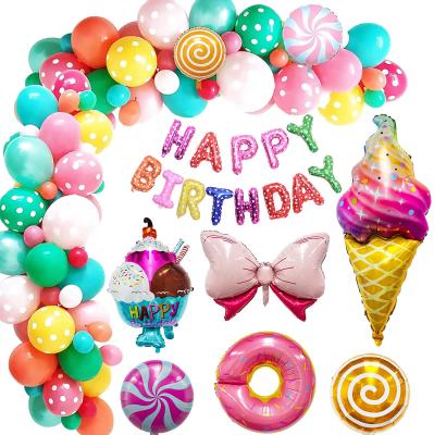 China Garland Arch Candy Foil Balloons Festival Decoration Pick Donut Party Birthday Balloon Banner Kit for Birthday Party Decorations for sale