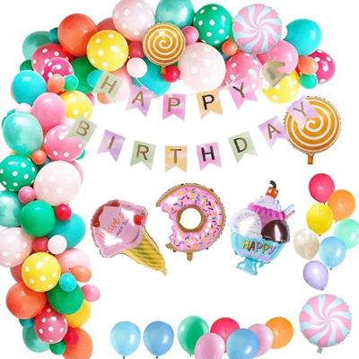 China Festival Decoration Selection Candy Donut Ice Cream Foil Balloon Sets Arch Colorful Kit Set Children's Birthday Party Home Decoration Sun Moon Star for sale